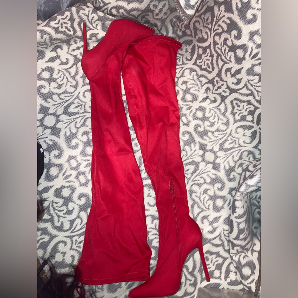 Akira Red Over the Knee Boot Size 8